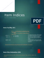 Item Indices: Multiple Choice Items