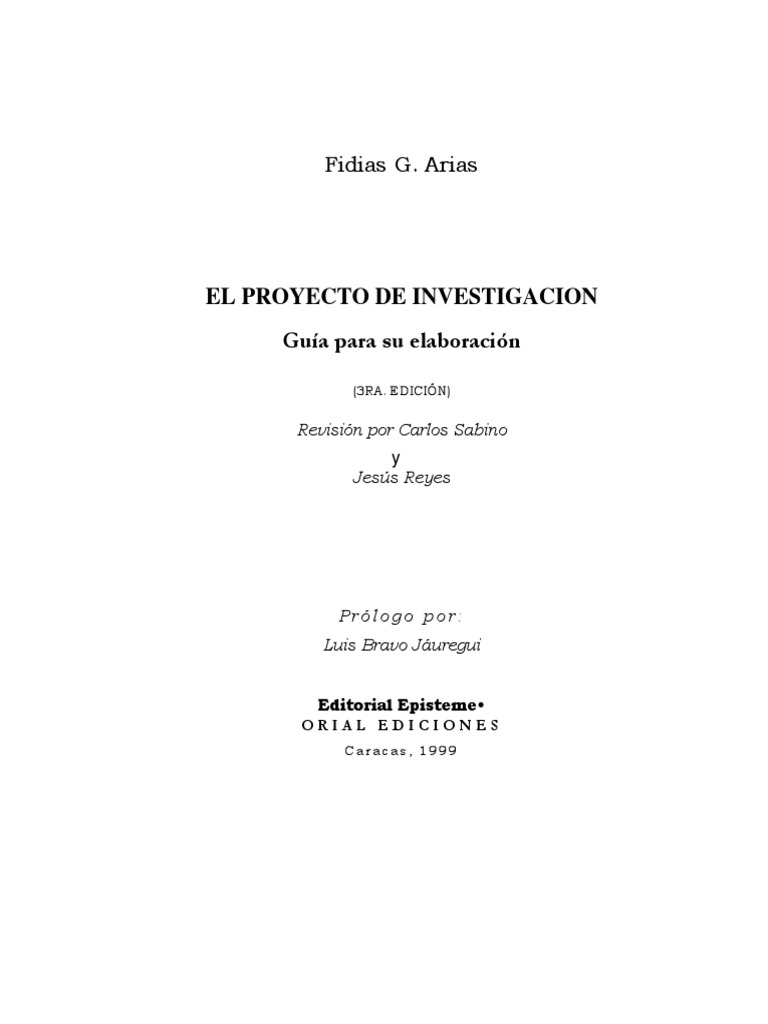 EL PROYECTO DE INVESTIGACION Guía para Su Elaboración PDF | PDF ...