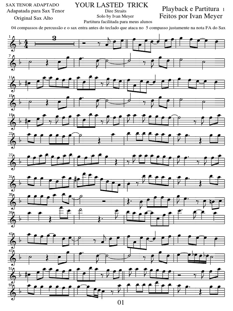 DIRE STRAITS SAX TENOR ADAPTED (1).pdf Saxophone Woodwind Instruments