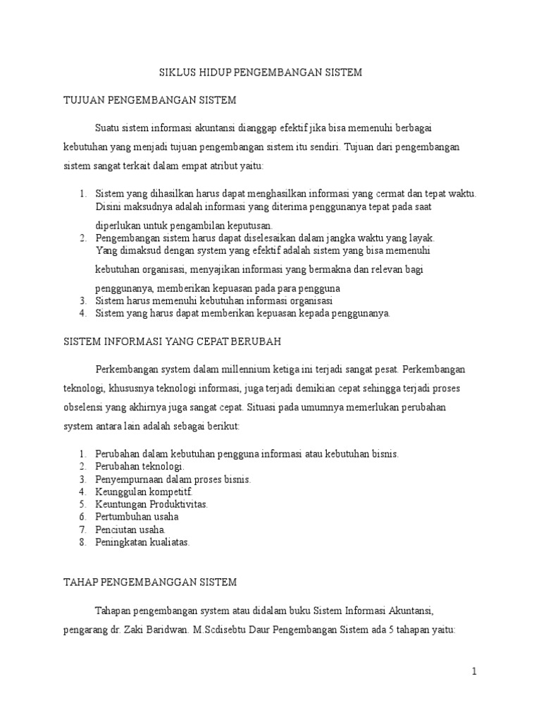 Siklus Hidup Pengembangan Sistem