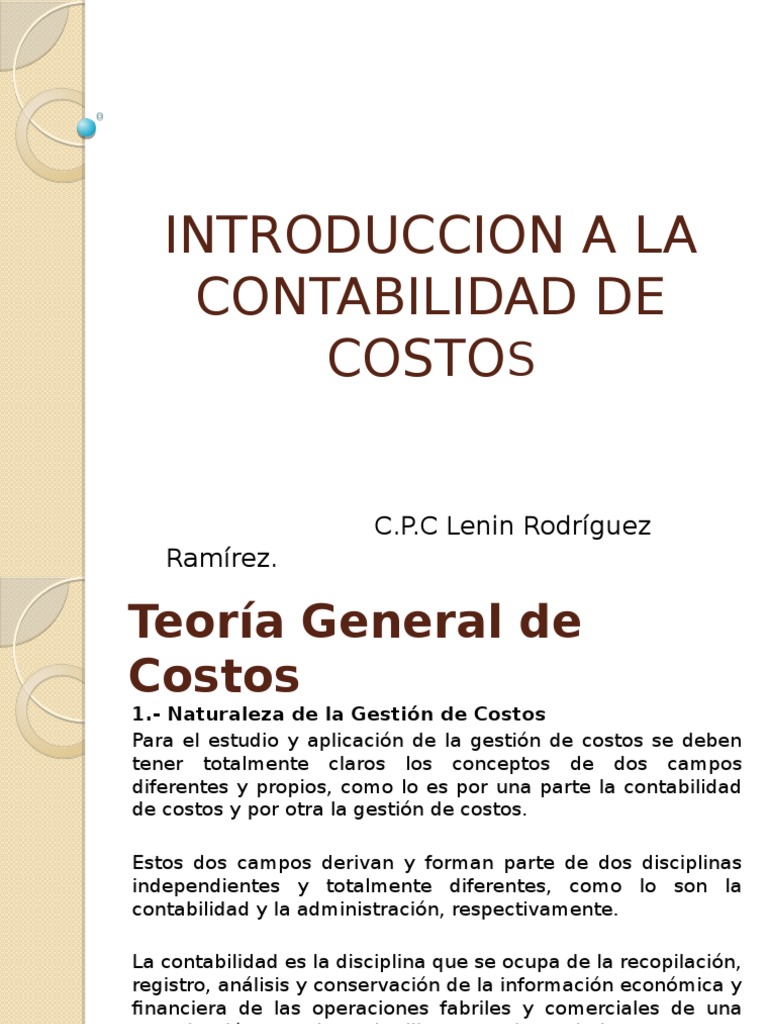 Introduccion A La Contabilidad de Costos | Descargar gratis PDF | Costo ...