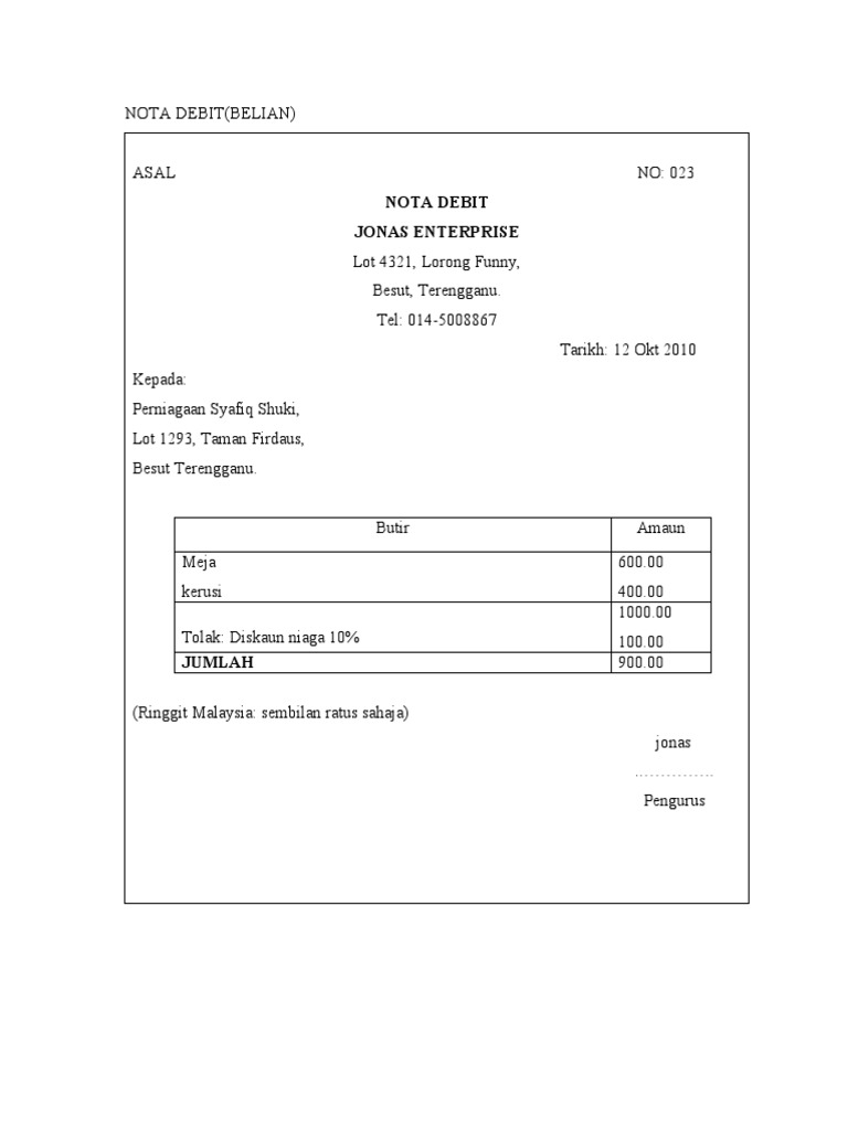 Nota Debit Belian Pdf