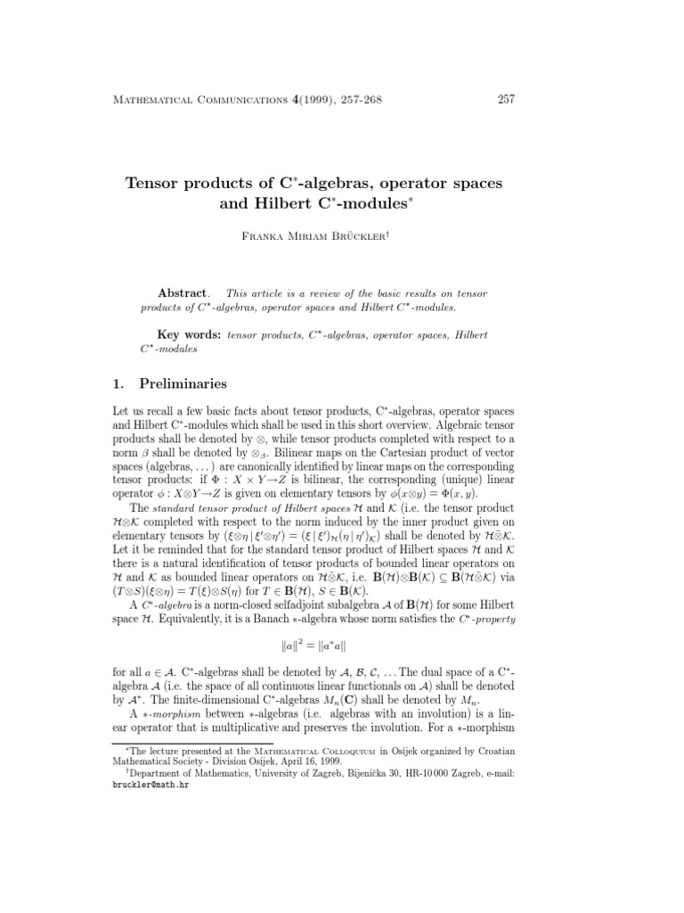 Tensor Products Of Operator Algebras