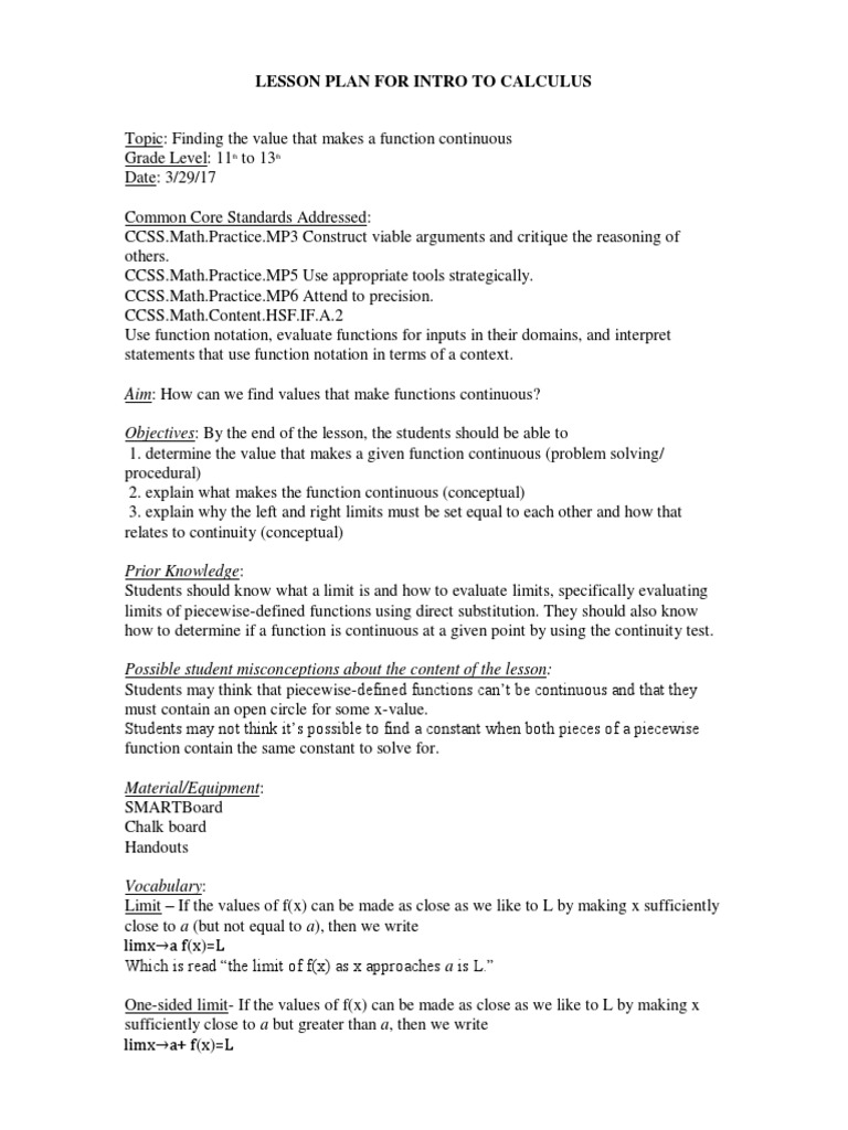 Lesson Plan Function Mathematics Teaching Mathematics
