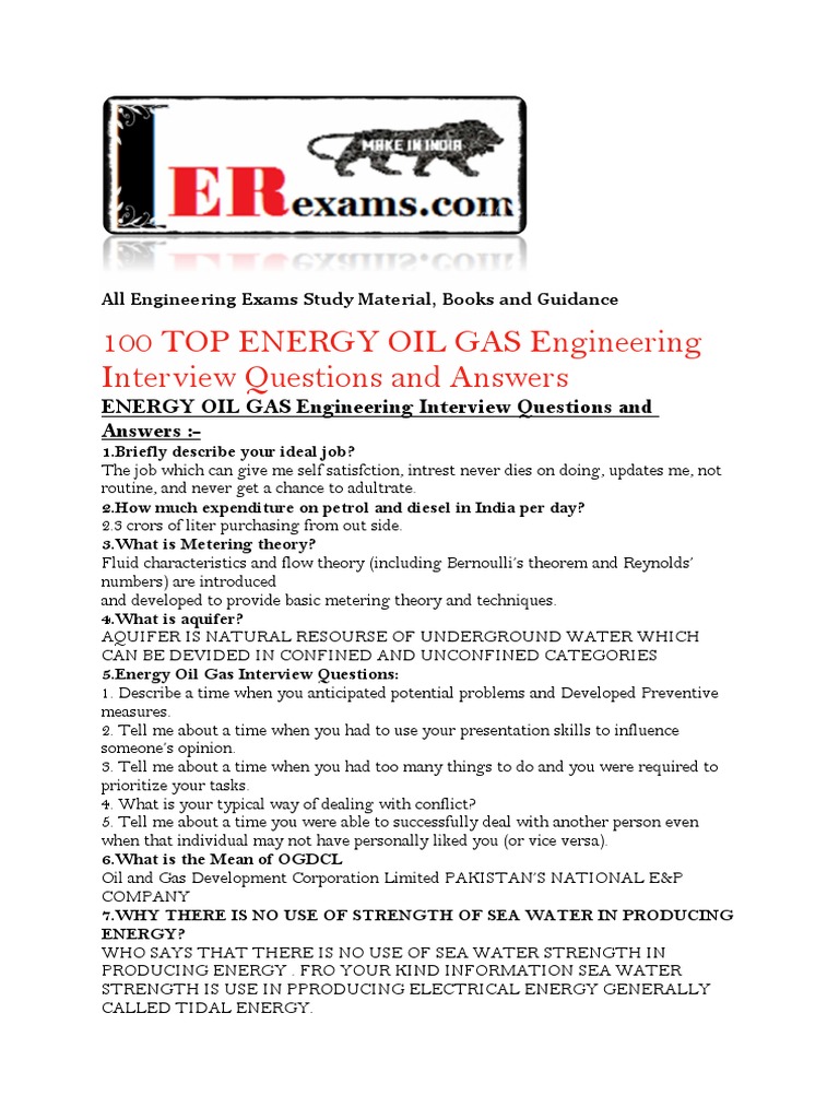 Oil and Gas Engineering Interview Guide | PDF