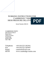 Cambridge 73mm High Pressure Dilatometer - Working Instructions