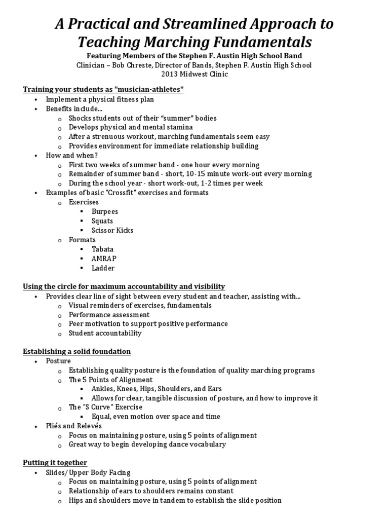 A Comprehensive Approach to Teaching Effective Marching Fundamentals