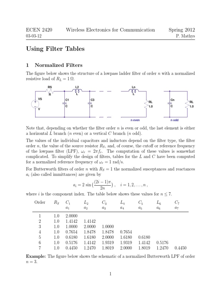 Using Filter Tables | PDF | Signal Processing | Electromagnetism