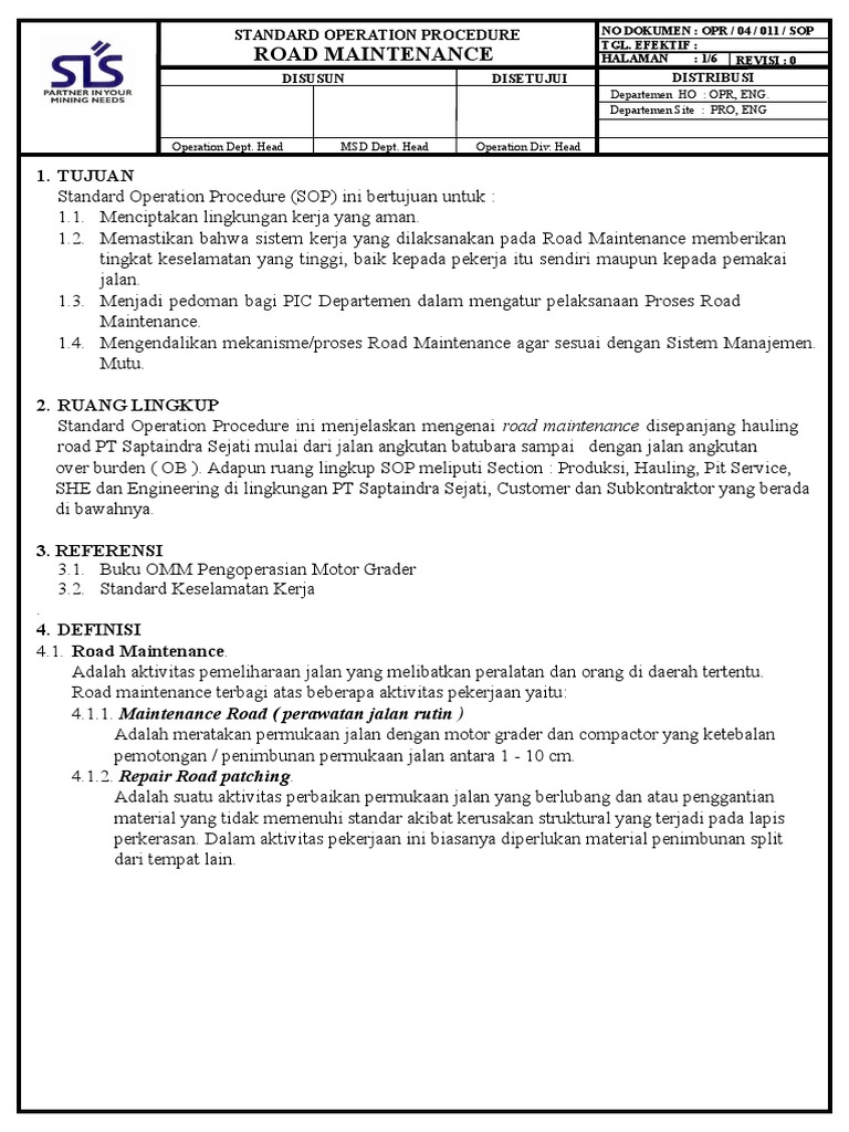 SOP Road Maintenance