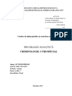 Programa Analitica - 14 Tipuri de Criminalitate 2014-2015