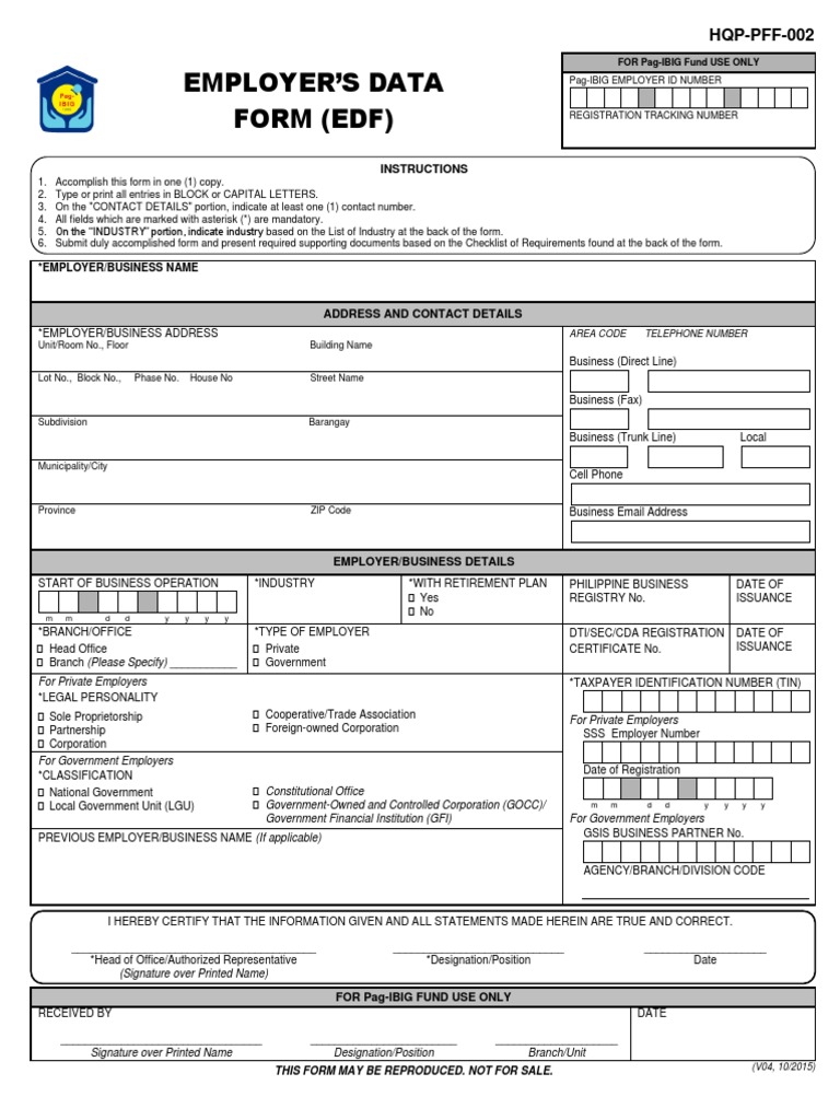Pag-IBIG Employer Data Form 2025 | PDF | Securities (Finance) | Business