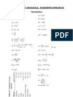 Formulae Sheet: Mechanical Engineering Principles: Thermofluids 2