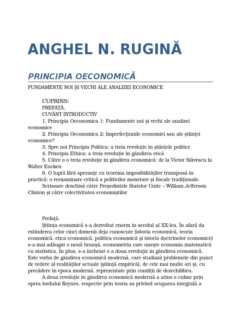 Anghel Rugina-Principia Oeconomica 1.0 09 | PDF