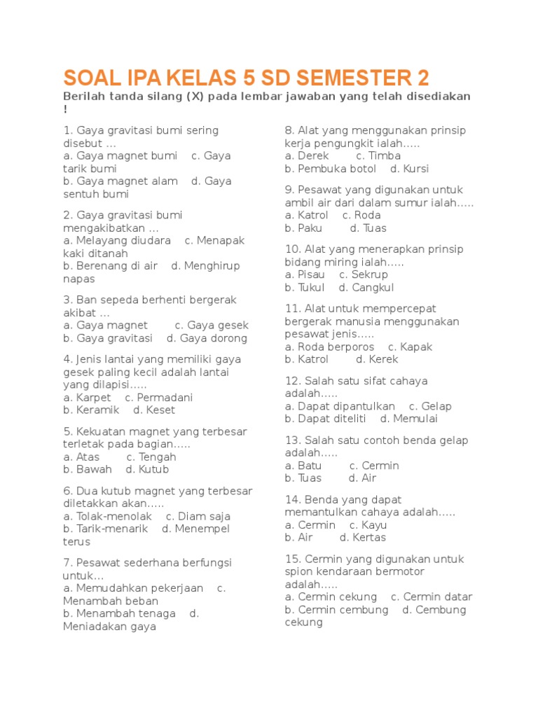 Contoh Soal Pesawat Sederhana Bidang Miring Pilihan Ganda