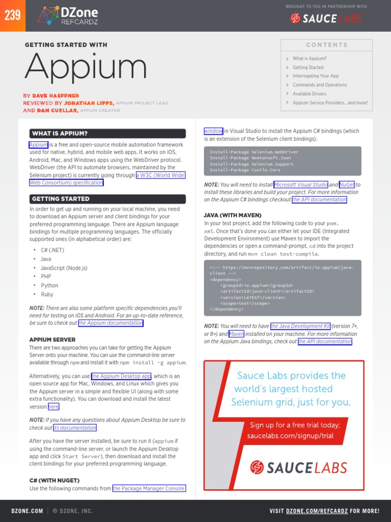 DZONE - Getting Started With Appium For Mobile Testing | PDF | Selenium ...