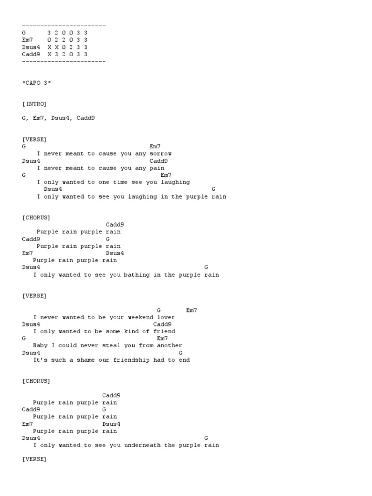 Purple Rain Chords Chordophones String Instruments