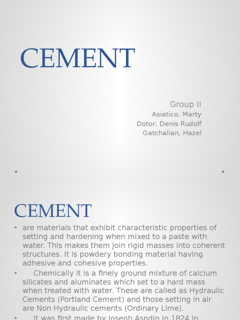 Cement and Case Studies | PDF | Concrete | Cement
