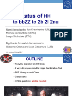 HH To BBZZ To 2B 2L 2nu: Status of