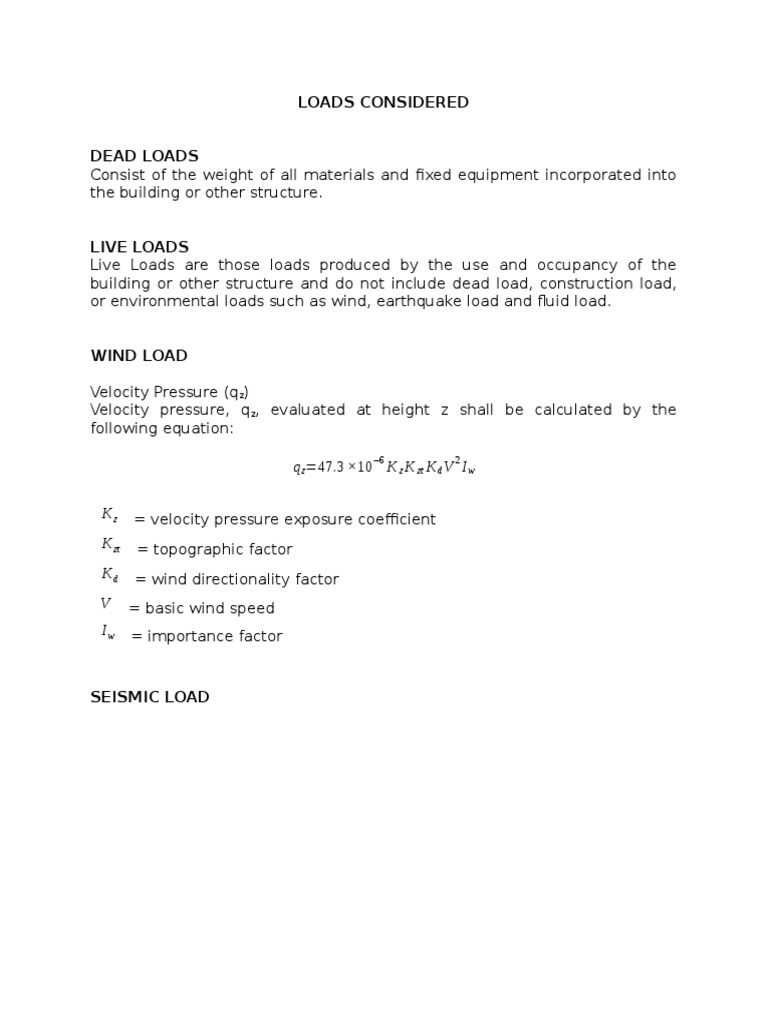 Loads Considered PDF