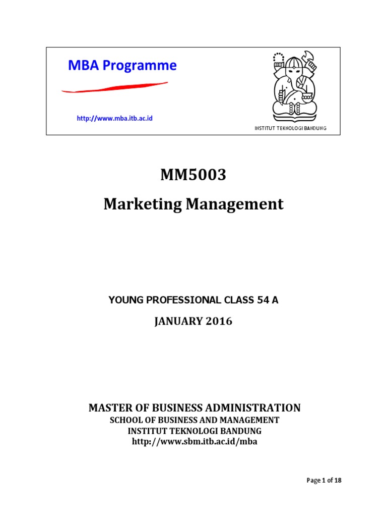 Syllabus Marketing Management MBA ITB | PDF | Marketing Research ...