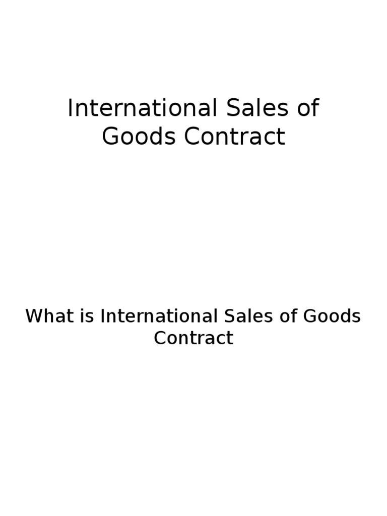 International Sales of Goods Overview | PDF | Private Law | Government