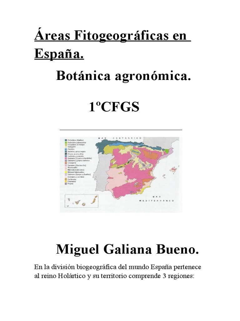 Areas Fitogeograficas en ESPAÑA PDF Clima Plantas