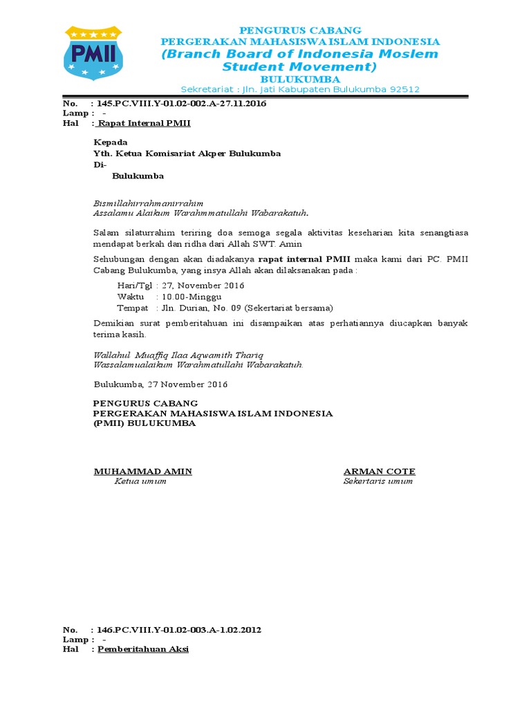 Surat Permohonan Aksi Kapolres Blk