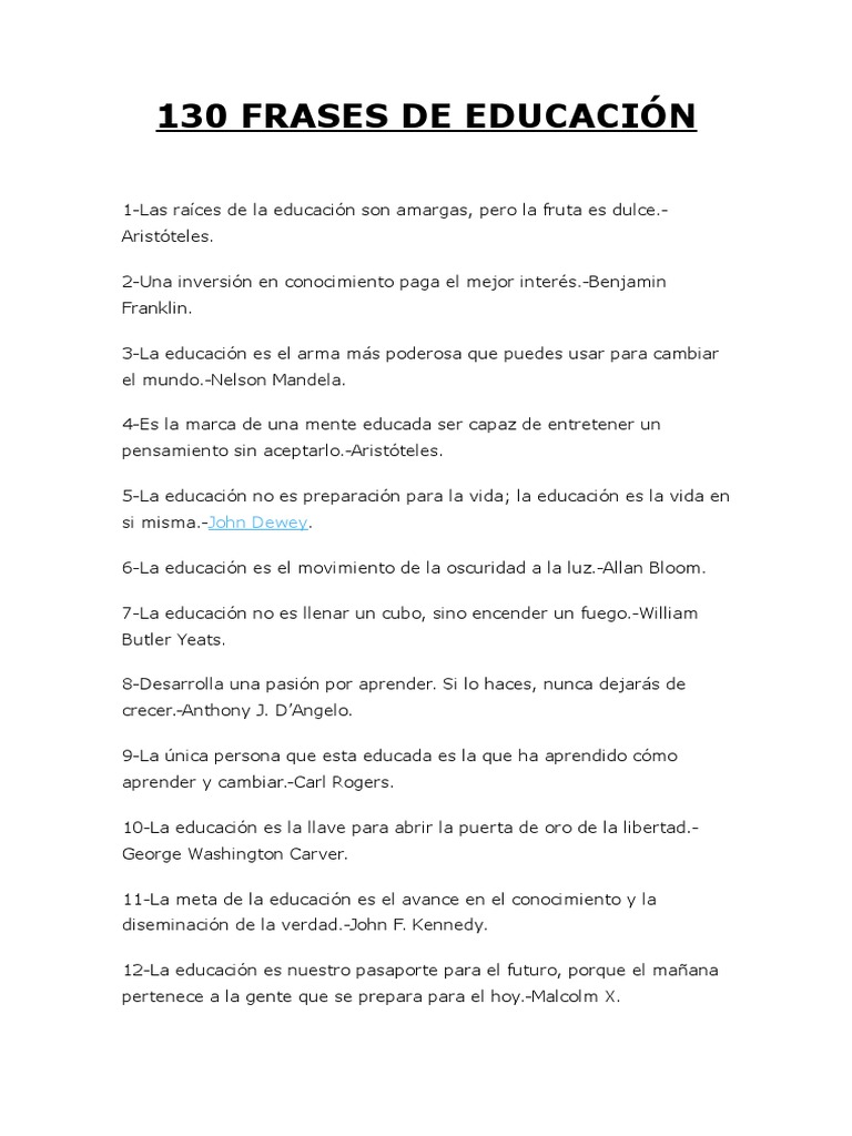 130 Frases de Educación | PDF | Mente | Aprendizaje, image size:768x1024