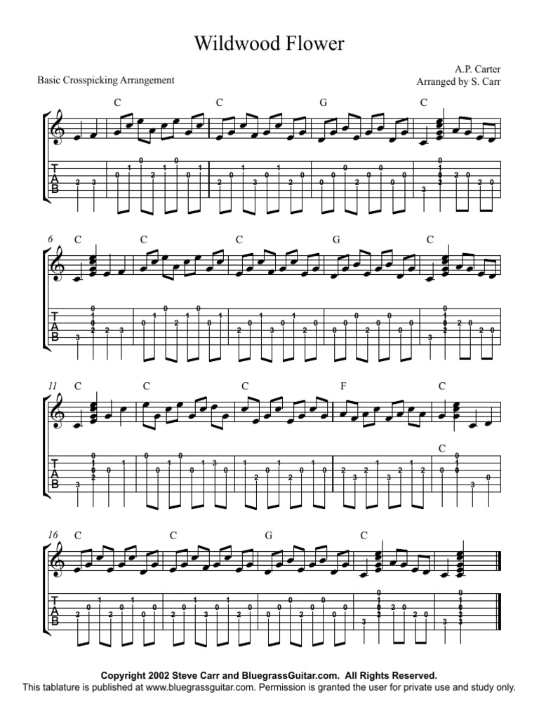Wildwood Flower: Basic Crosspicking Arrangement A.P. Carter