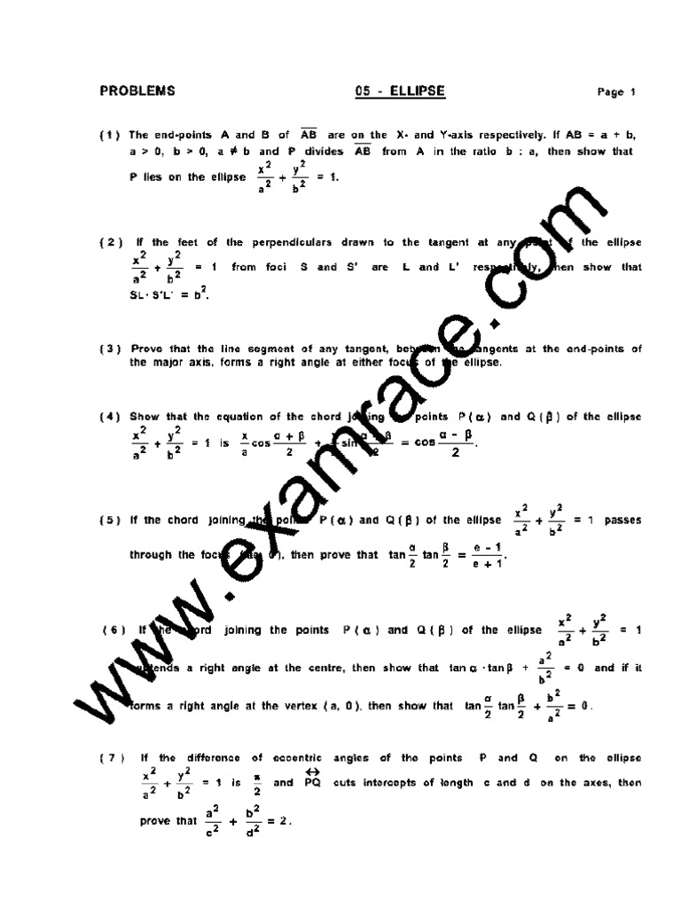 Ellipse Geometry Problems and Proofs | PDF | Ellipse | Perpendicular