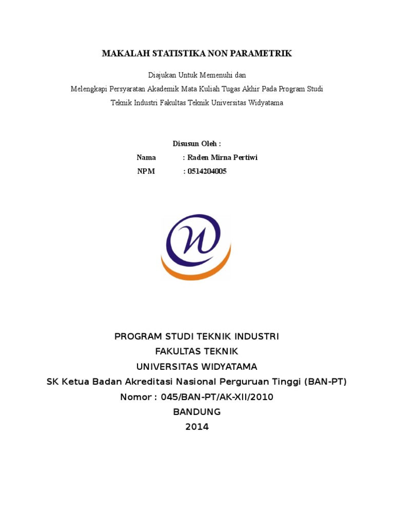 Contoh Makalah Statistik Non Parametrik