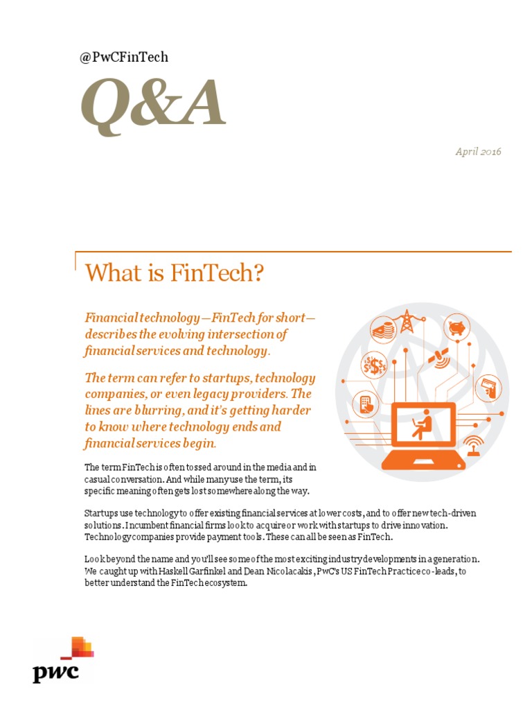 PWC Fsi What Is Fintech PDF | PDF | Blockchain (Database) | Financial  Technology