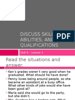 Discuss Skills, Abilities, and Qualifications: Unit 6 - Lesson 3