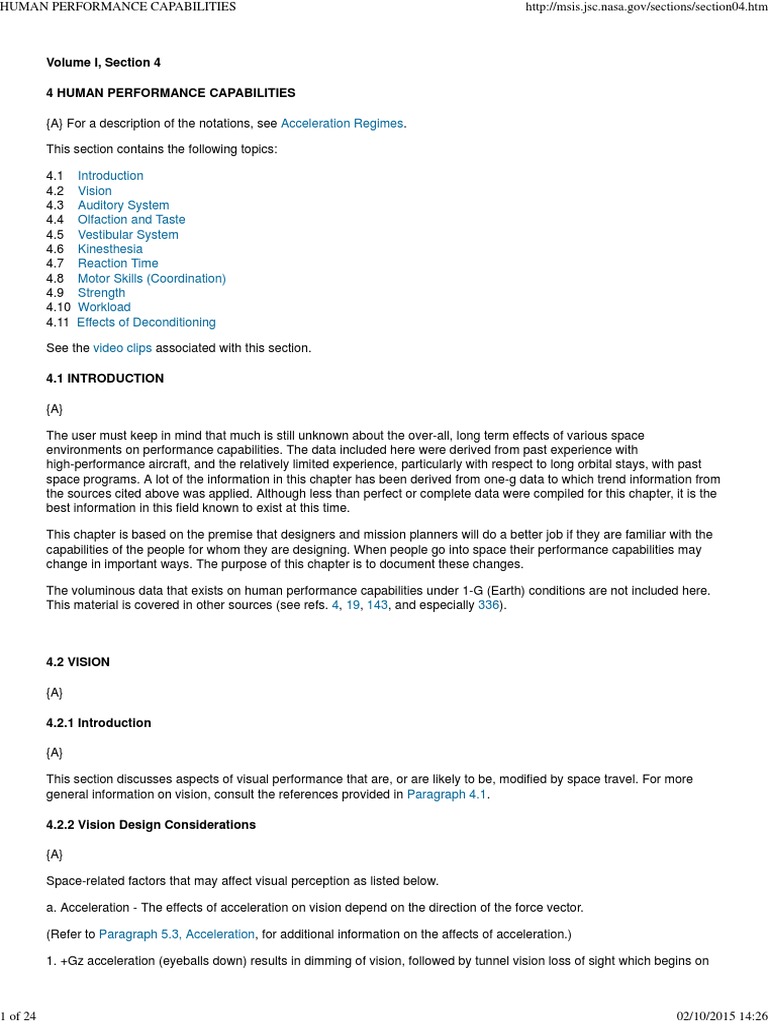 Human Performance in Space Environments | PDF | Noise | Weightlessness