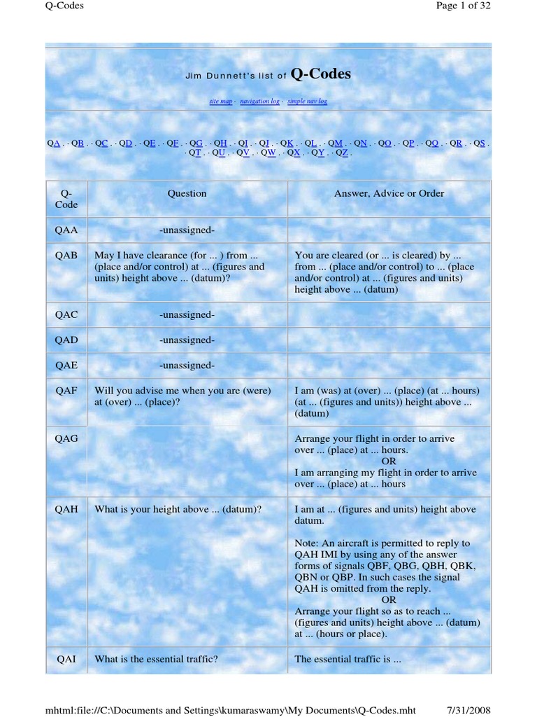 Q Codes | PDF | Instrument Flight Rules | Atmospheric Pressure