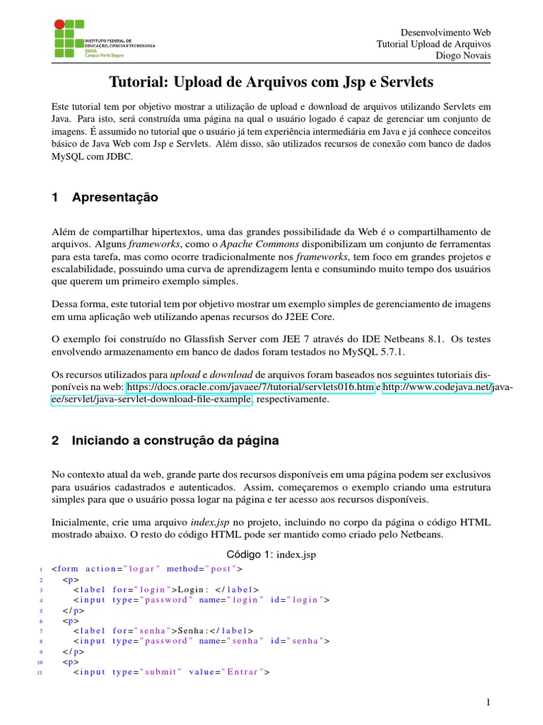 Upload de Arquivos em Java com Servlets | PDF | Páginas do servidor ...