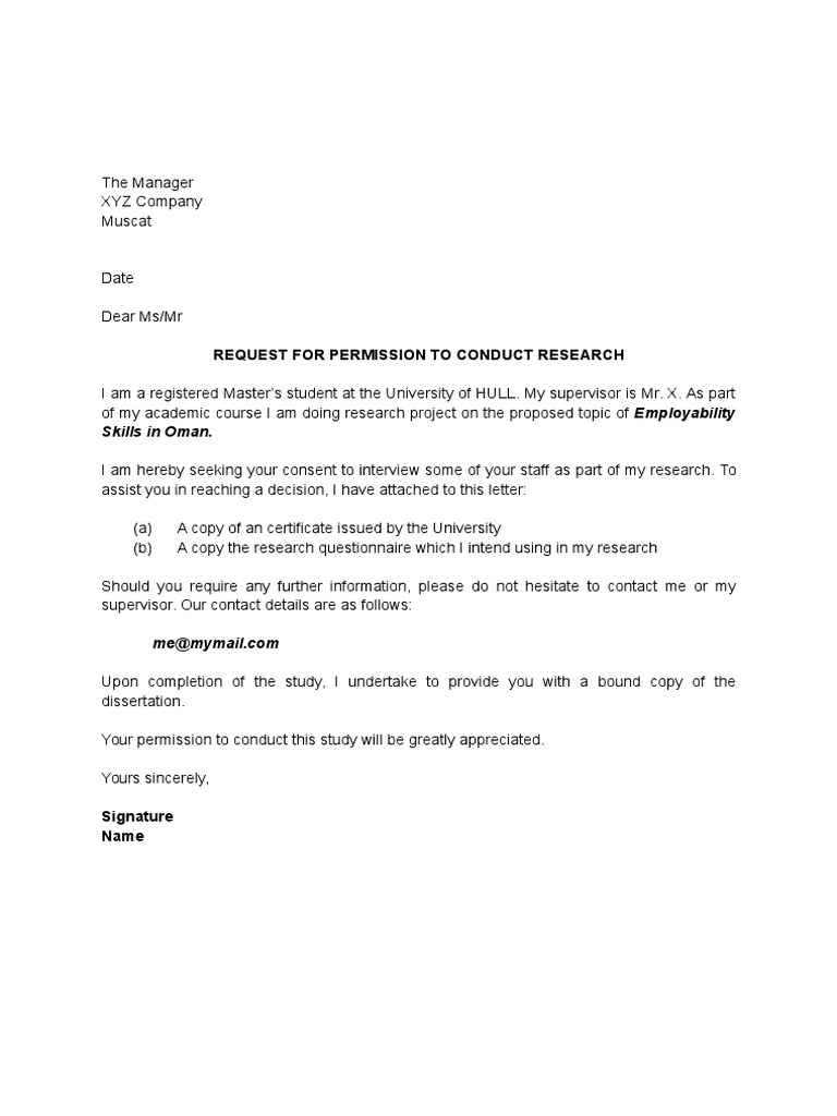 Access Letter Requesting Permission To Conduct Research Pdf