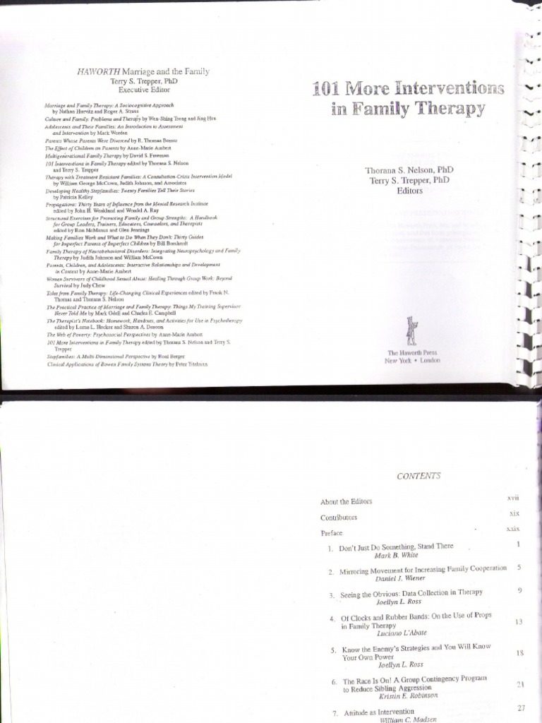 101 More Interventions in Family Therapy | PDF