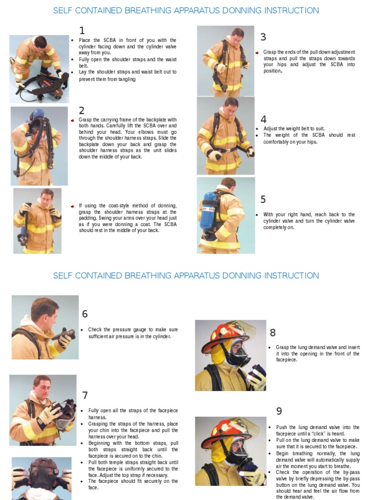 Scba Donning Instruction PDF Underwater Diving Diving Equipment