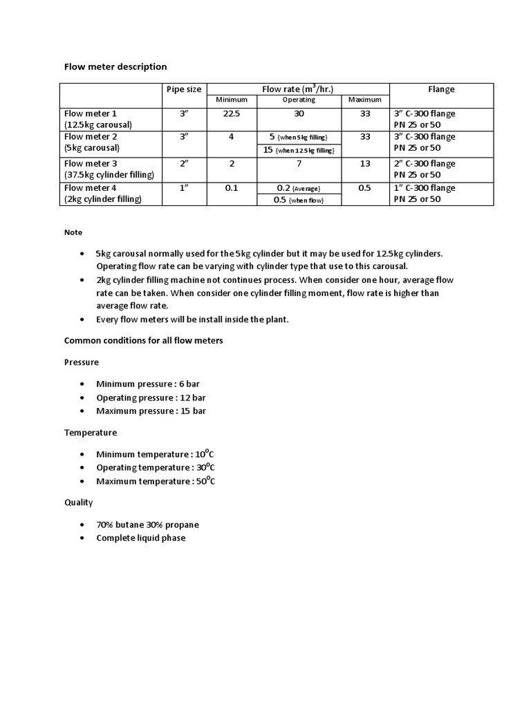 Flow Meter Specifications and Details | PDF