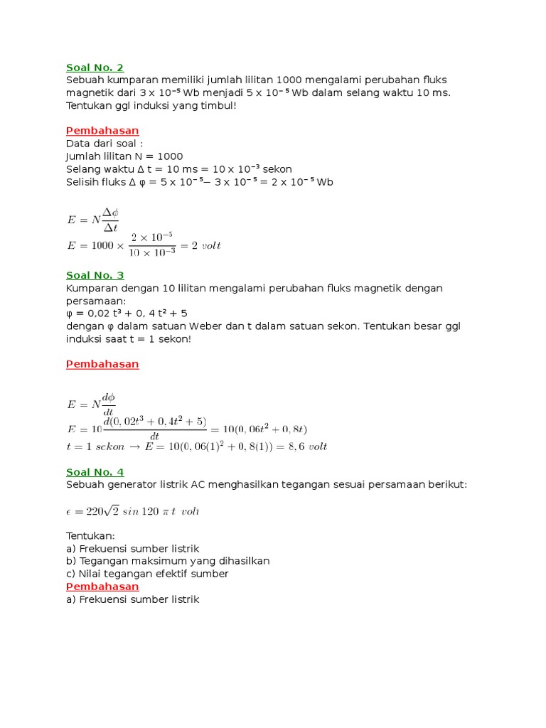 Soal Induksi Elektromagnetik