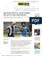 Sporting Cristal vs. Santos VER HOY en VIVO en DIRECTO ONLINE Por La Copa Libertadores _ Hora y Canal _ Fútbol Peruano _ Depor