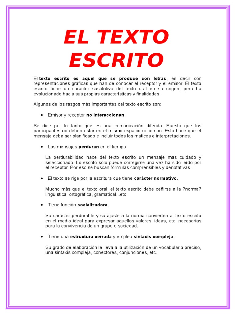 El Texto Escrito