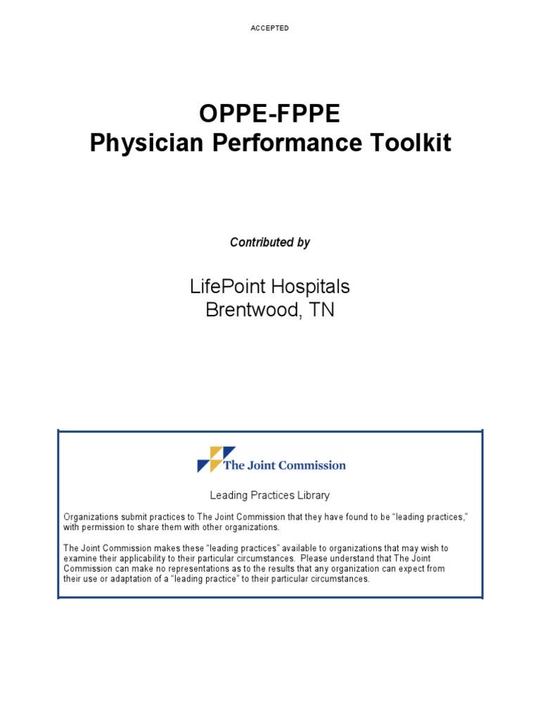 OPPE-FPPE Physician Evaluation Toolkit | PDF | Competence (Human ...