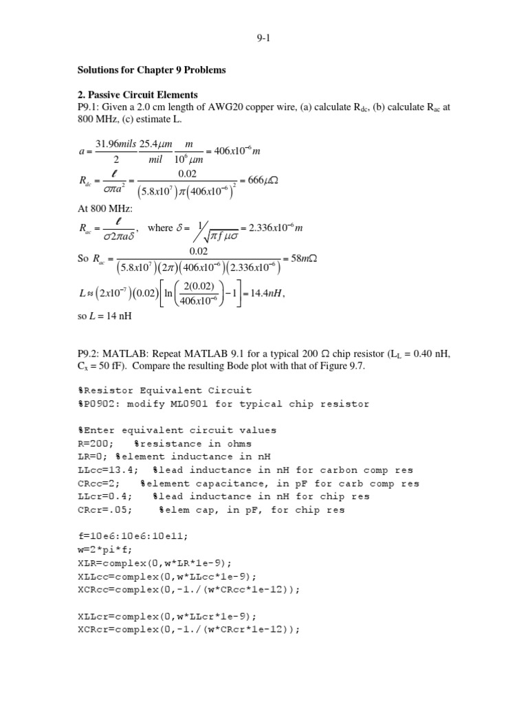 Solutions For Chapter 9 Problems 2. Passive Circuit Elements PDF