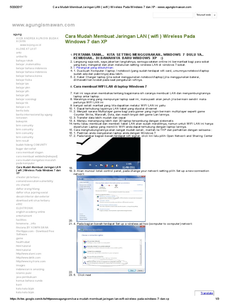 Cara Mudah Membuat Jaringan LAN Wifi Wireless Pada Windows 7 Dan