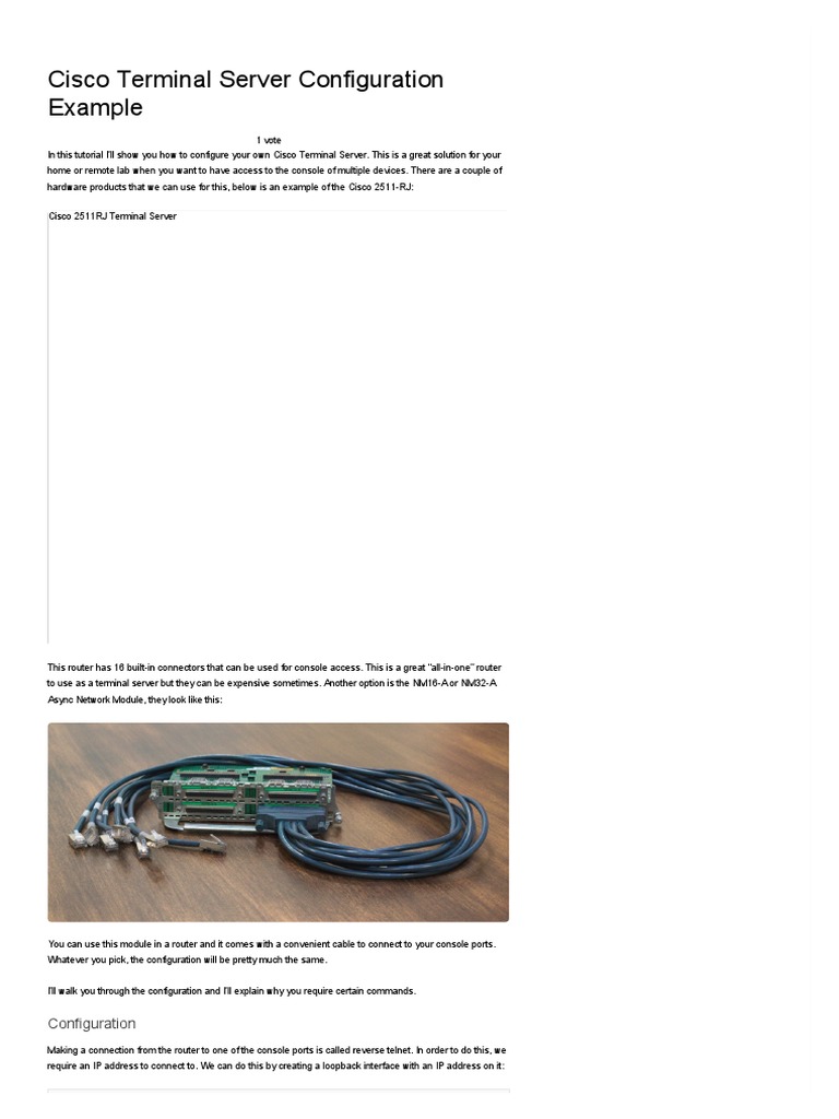 Cisco Terminal Server Configuration Example