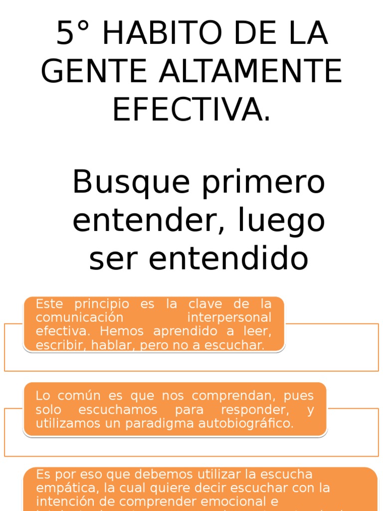 5° Habito de La Gente Altamente Efectiva PDF Esencia Cognición