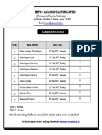 Jaipur Metro Rail Corporation Limited: S. No. Name of Post Date & Day Shift (I / II)