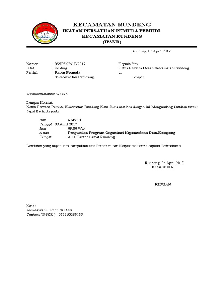 Surat Undangan Pemuda Pdf